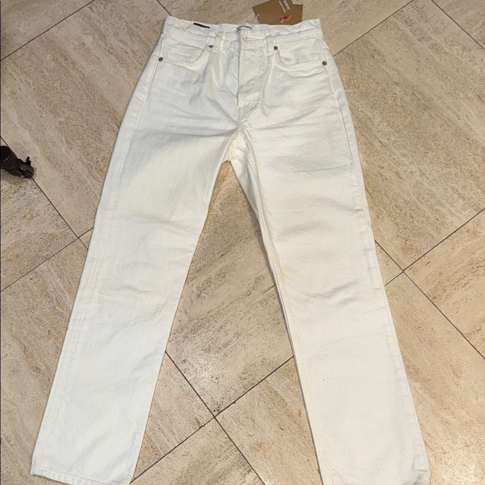 Reformation Womens Crisp Off White Straight Leg Jeans